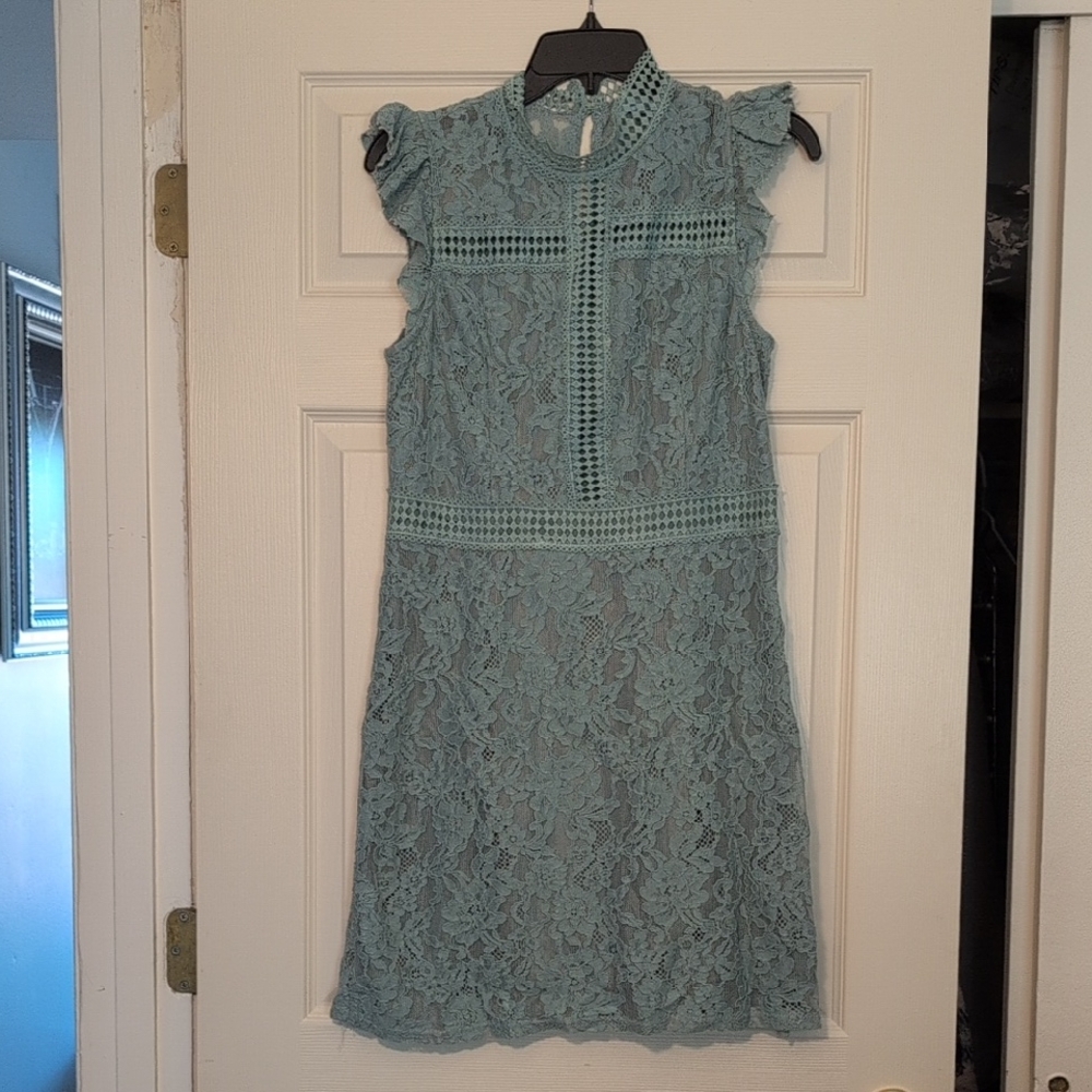 Elegant Lace Blue Dress Size Small